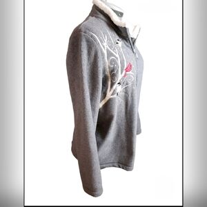 Croft and Borrow Zip Fleece Jacket Bird Embroidery Size XL
